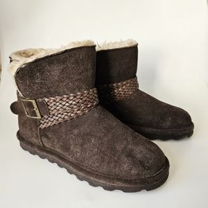 Bearpaw Women Brown Suede Fury Ankle High Boots Size 6